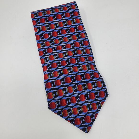 Domani silk abstract blue & Red tie 4" Wide Great condition - Picture 1 of 6